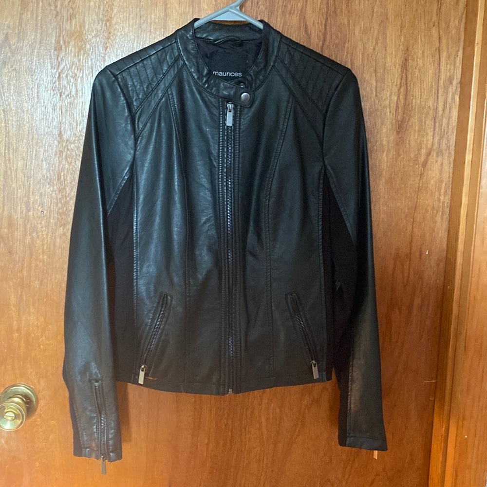 Maurices black faux leather moto jacket